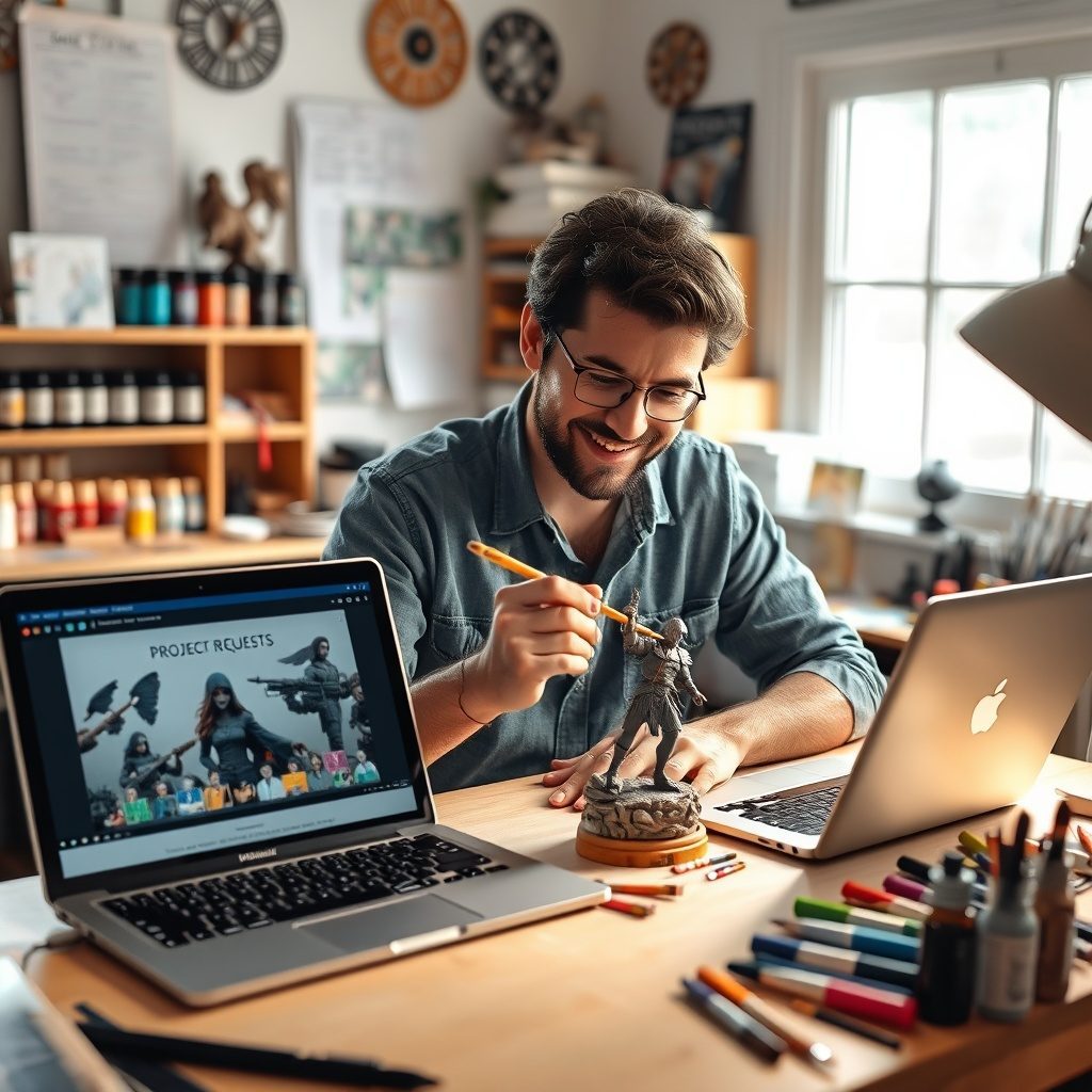 Artista che dipinge miniature